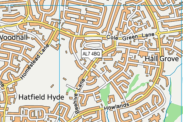 AL7 4BQ map - OS VectorMap District (Ordnance Survey)