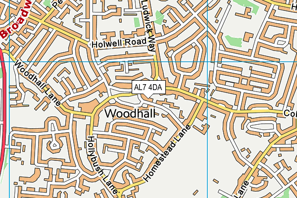 AL7 4DA map - OS VectorMap District (Ordnance Survey)