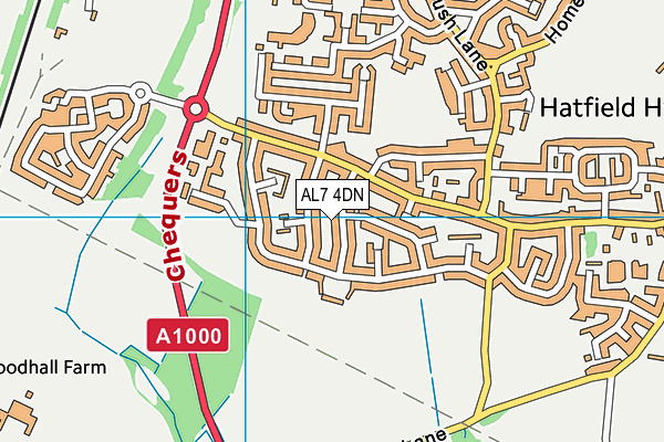 AL7 4DN map - OS VectorMap District (Ordnance Survey)