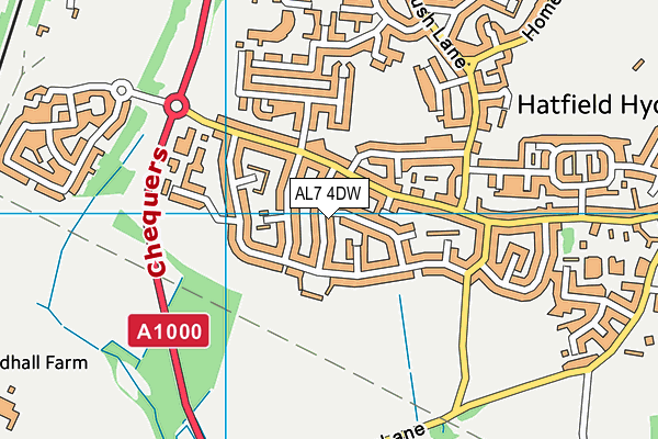 AL7 4DW map - OS VectorMap District (Ordnance Survey)