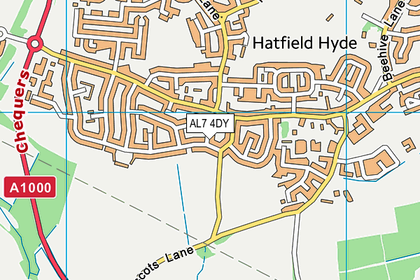 AL7 4DY map - OS VectorMap District (Ordnance Survey)