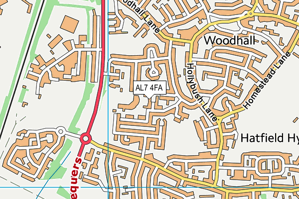 AL7 4FA map - OS VectorMap District (Ordnance Survey)