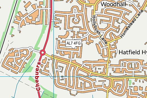 AL7 4FG map - OS VectorMap District (Ordnance Survey)