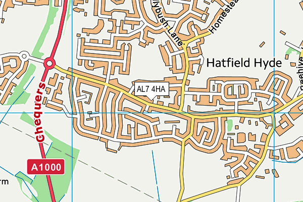 AL7 4HA map - OS VectorMap District (Ordnance Survey)