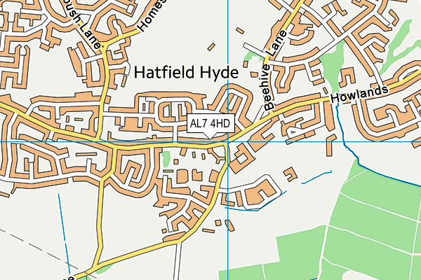 AL7 4HD map - OS VectorMap District (Ordnance Survey)