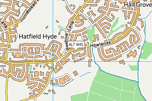 AL7 4HG map - OS VectorMap District (Ordnance Survey)