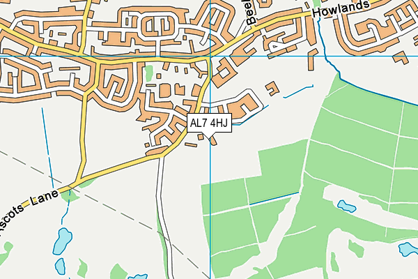 AL7 4HJ map - OS VectorMap District (Ordnance Survey)