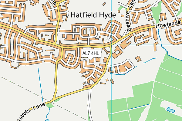 AL7 4HL map - OS VectorMap District (Ordnance Survey)