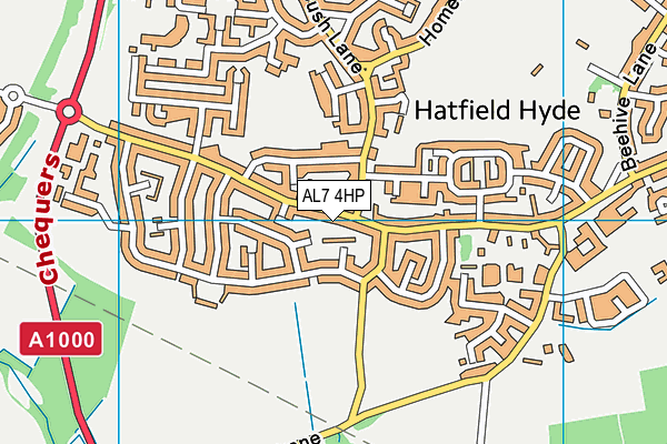 AL7 4HP map - OS VectorMap District (Ordnance Survey)