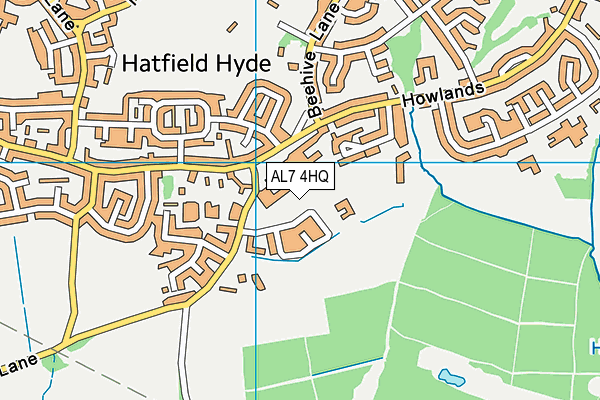 AL7 4HQ map - OS VectorMap District (Ordnance Survey)