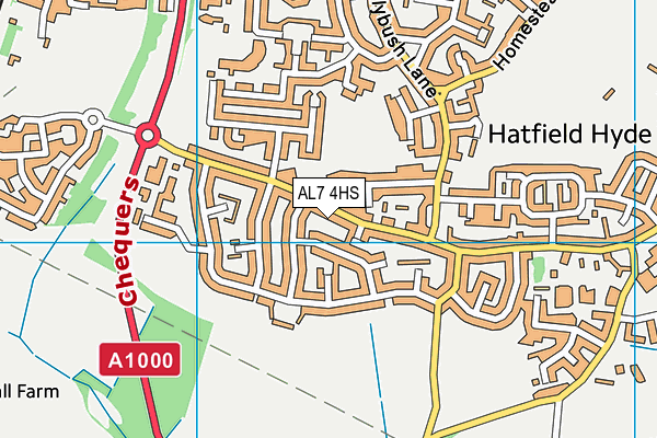 AL7 4HS map - OS VectorMap District (Ordnance Survey)