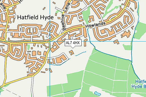 AL7 4HX map - OS VectorMap District (Ordnance Survey)
