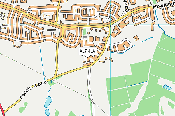 AL7 4JA map - OS VectorMap District (Ordnance Survey)