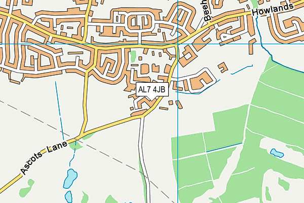 AL7 4JB map - OS VectorMap District (Ordnance Survey)