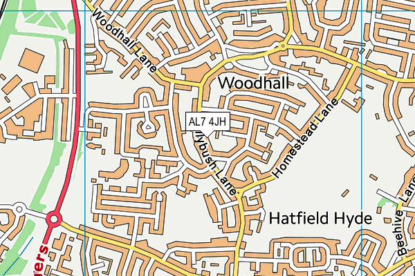 AL7 4JH map - OS VectorMap District (Ordnance Survey)