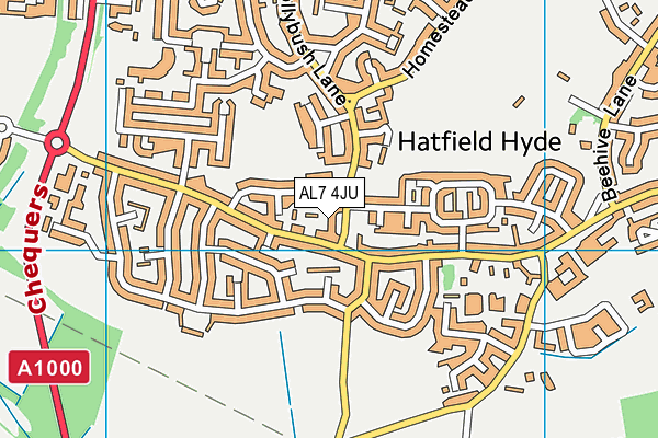 AL7 4JU map - OS VectorMap District (Ordnance Survey)