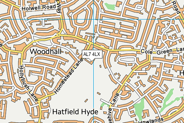 AL7 4LX map - OS VectorMap District (Ordnance Survey)