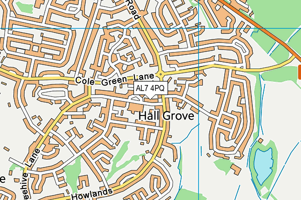 AL7 4PQ map - OS VectorMap District (Ordnance Survey)