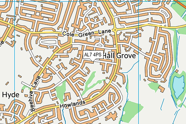 AL7 4PS map - OS VectorMap District (Ordnance Survey)