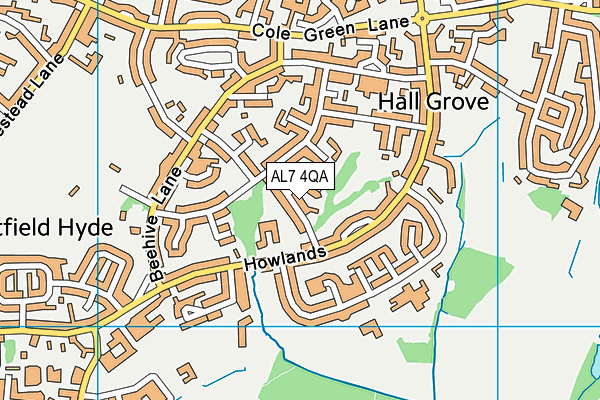 AL7 4QA map - OS VectorMap District (Ordnance Survey)