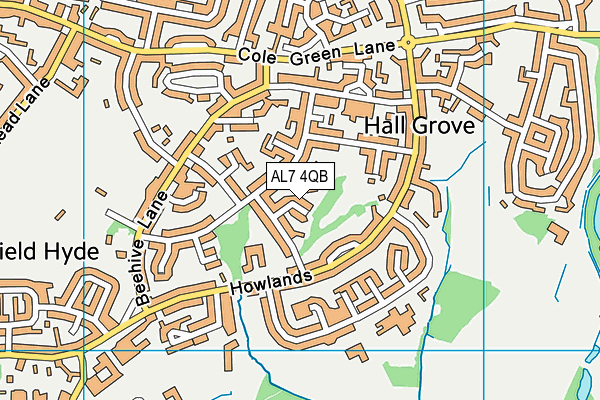 AL7 4QB map - OS VectorMap District (Ordnance Survey)