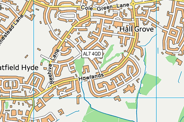AL7 4QD map - OS VectorMap District (Ordnance Survey)