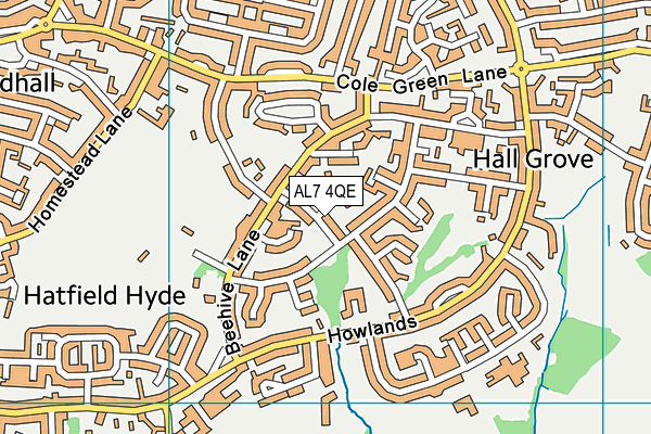 AL7 4QE map - OS VectorMap District (Ordnance Survey)