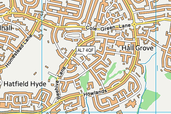 AL7 4QF map - OS VectorMap District (Ordnance Survey)