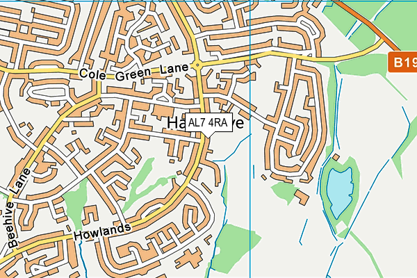 AL7 4RA map - OS VectorMap District (Ordnance Survey)