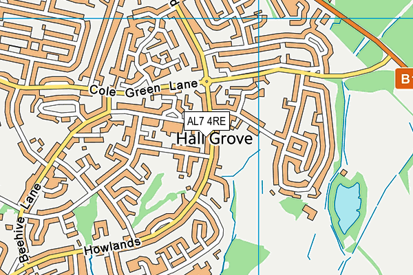 AL7 4RE map - OS VectorMap District (Ordnance Survey)