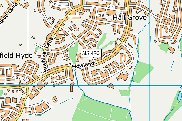 AL7 4RQ map - OS VectorMap District (Ordnance Survey)