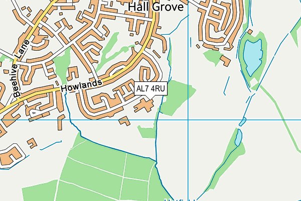 AL7 4RU map - OS VectorMap District (Ordnance Survey)