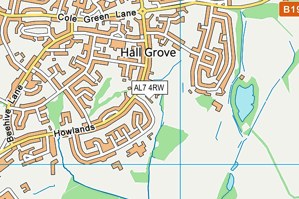 AL7 4RW map - OS VectorMap District (Ordnance Survey)