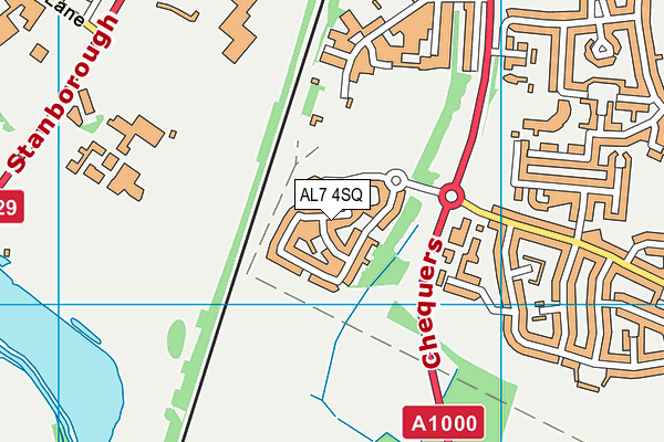 AL7 4SQ map - OS VectorMap District (Ordnance Survey)
