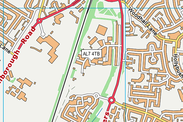 AL7 4TB map - OS VectorMap District (Ordnance Survey)