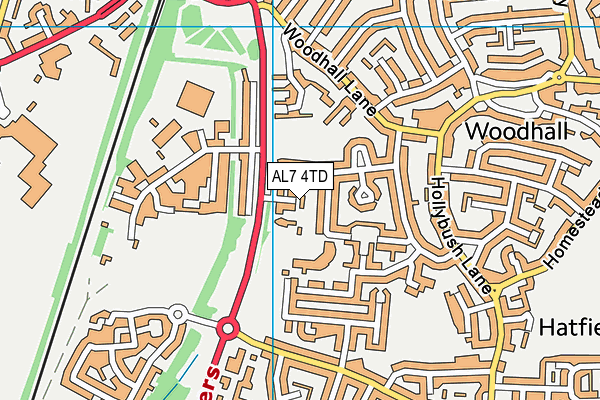 AL7 4TD map - OS VectorMap District (Ordnance Survey)