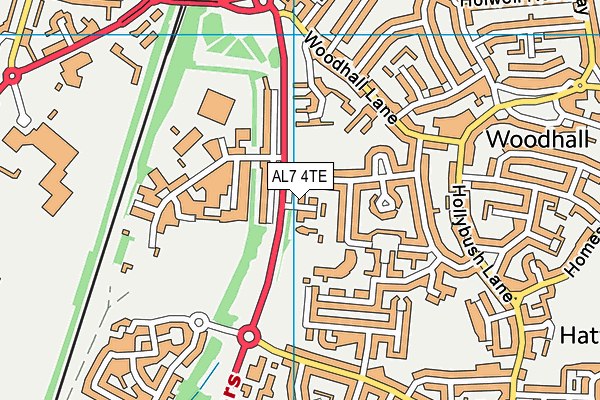AL7 4TE map - OS VectorMap District (Ordnance Survey)