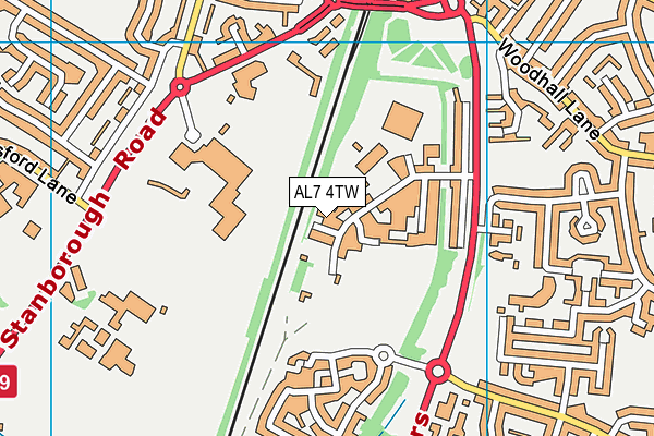 AL7 4TW map - OS VectorMap District (Ordnance Survey)