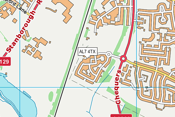 AL7 4TX map - OS VectorMap District (Ordnance Survey)