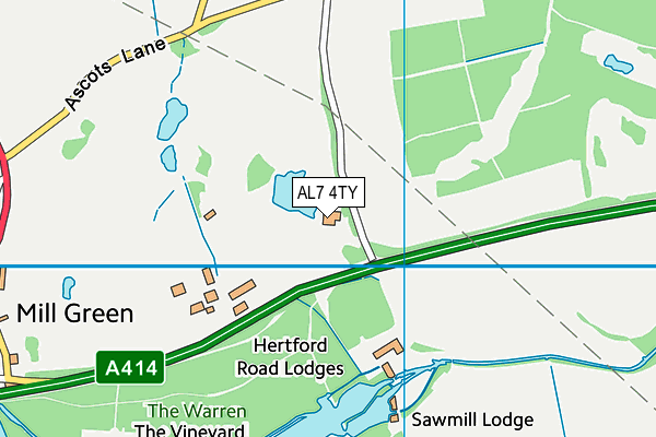 Mill Green Golf Club map (AL7 4TY) - OS VectorMap District (Ordnance Survey)