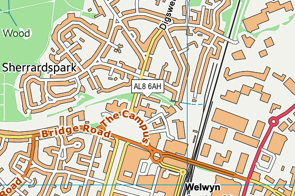 Oaklands College (Welwyn Garden City Campus) map (AL8 6AH) - OS VectorMap District (Ordnance Survey)