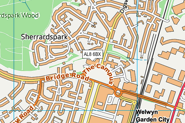 AL8 6BX map - OS VectorMap District (Ordnance Survey)