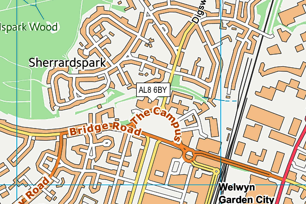 AL8 6BY map - OS VectorMap District (Ordnance Survey)