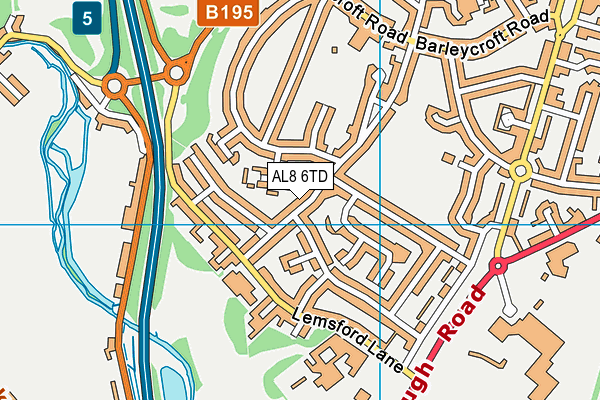 AL8 6TD map - OS VectorMap District (Ordnance Survey)