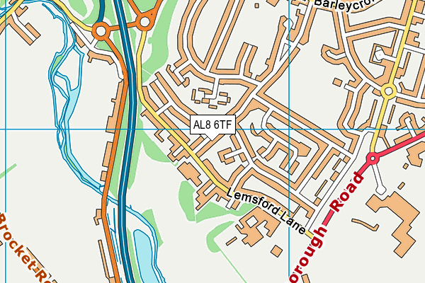 AL8 6TF map - OS VectorMap District (Ordnance Survey)