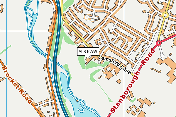 AL8 6WW map - OS VectorMap District (Ordnance Survey)