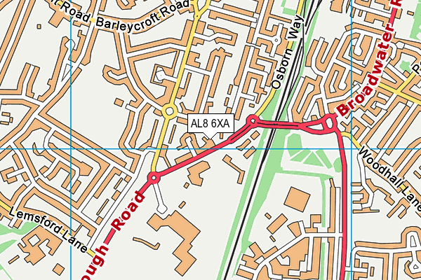 AL8 6XA map - OS VectorMap District (Ordnance Survey)