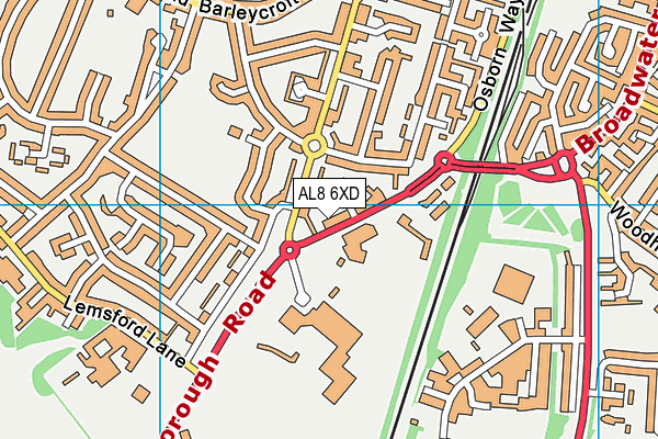AL8 6XD map - OS VectorMap District (Ordnance Survey)