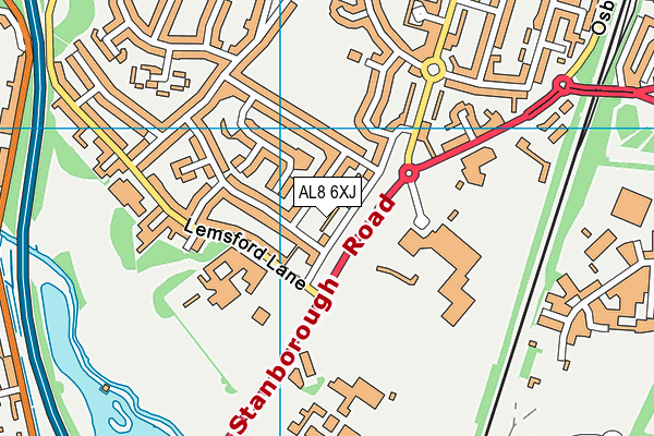 AL8 6XJ map - OS VectorMap District (Ordnance Survey)
