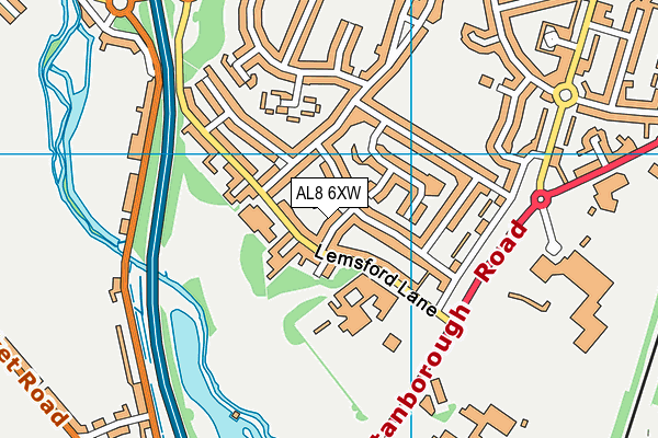 AL8 6XW map - OS VectorMap District (Ordnance Survey)